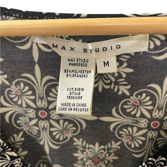 Max Studio patterned midi dress with ruched midline and bell sleeves, Medium - Picture 2 of 6